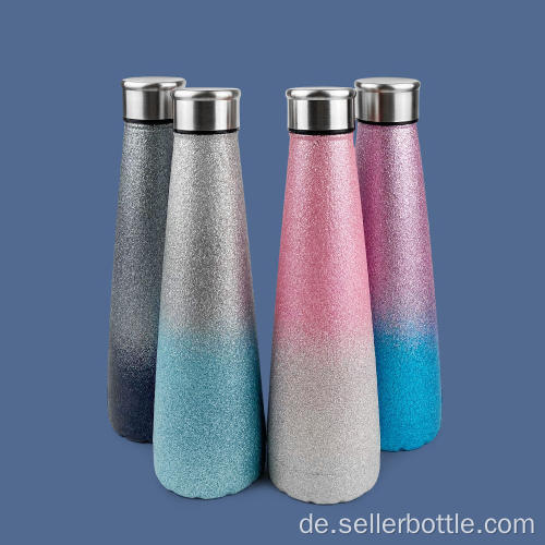 500ml Edelstahl-Glitter-Druck-Kegel-Vakuum-Wasserflasche